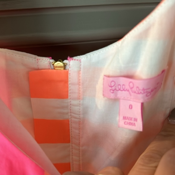 Lilly‎ Pulitzer Delia Striped & Floral Lined Shift dress in Sunrise Orange,  0 - Picture 4 of 7